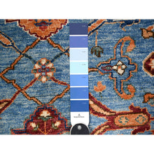 Load image into Gallery viewer, 3&#39;7&quot;x21&#39;8&quot; Maya Blue, Fine Aryana, Hand Knotted, Natural Dyes, Vibrant Wool, Wide and Extra Long Runner Oriental Rug FWR529518
