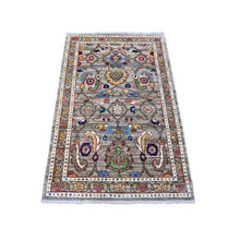 Load image into Gallery viewer, 3&#39;x4&#39;8&quot; Sonic Gray, All Over Mahal Design, Distinct Abrash, Fine Aryana, Hand Knotted, Vegetable Dyes, Vibrant Wool, Oriental Rug FWR529536