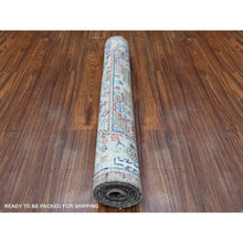 Load image into Gallery viewer, 3&#39;x4&#39;10&quot; Misty Gray, Hand Knotted, Karajeh Design Tribal Medallions, Extra Soft Wool, Vegetable Dyes, Oriental Rug FWR529548