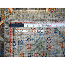 Load image into Gallery viewer, 3&#39;x4&#39;10&quot; Misty Gray, Hand Knotted, Karajeh Design Tribal Medallions, Extra Soft Wool, Vegetable Dyes, Oriental Rug FWR529548