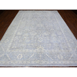 9'4"x11'5" Nickel Gray, Hand Knotted, Finer Peshawar All Over Heriz Design, Natural Dyes, Shiny Wool, Densely Woven Oriental Rug FWR529692
