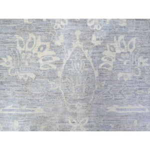 9'4"x11'5" Nickel Gray, Hand Knotted, Finer Peshawar All Over Heriz Design, Natural Dyes, Shiny Wool, Densely Woven Oriental Rug FWR529692