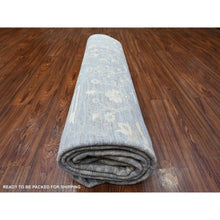 Load image into Gallery viewer, 9&#39;4&quot;x11&#39;5&quot; Nickel Gray, Hand Knotted, Finer Peshawar All Over Heriz Design, Natural Dyes, Shiny Wool, Densely Woven Oriental Rug FWR529692