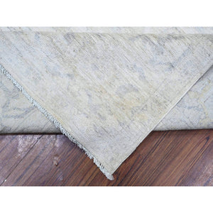 8'8"x11'5" Vista White, 100% Wool, Wash Peshawar, Hand Knotted, Natural Dyes, Oriental Rug FWR529782