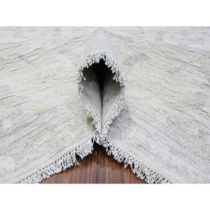 8'8"x11'7" Wisp White, Natural Wool, White Wash Peshawar, Distressed Hand Knotted, Oriental Rug FWR529794