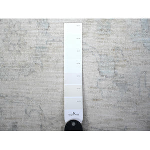 8'8"x11'7" Wisp White, Natural Wool, White Wash Peshawar, Distressed Hand Knotted, Oriental Rug FWR529794