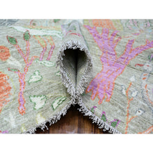 Load image into Gallery viewer, 8&#39;x8&#39; Gin Green, Soft Wool, Afghan Peshawar With Birds Of Paradise, Hand Knotted, Vegetable Dyes, Square, Oriental Rug FWR529836