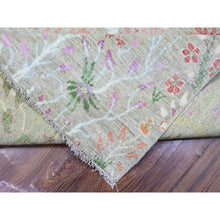 Load image into Gallery viewer, 8&#39;x8&#39; Gin Green, Soft Wool, Afghan Peshawar With Birds Of Paradise, Hand Knotted, Vegetable Dyes, Square, Oriental Rug FWR529836