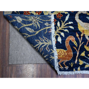 10'1"x13'2" Millennium Blue, Afghan Peshawar with Birds of Paradise, Hand Knotted, Natural Dyes, 100% Wool, Oriental Rug FWR529854