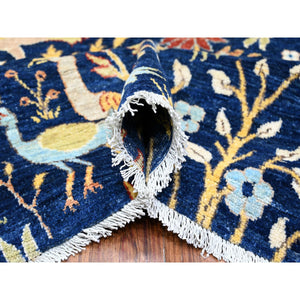 10'1"x13'2" Millennium Blue, Afghan Peshawar with Birds of Paradise, Hand Knotted, Natural Dyes, 100% Wool, Oriental Rug FWR529854