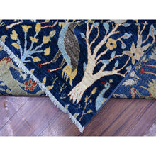 Load image into Gallery viewer, 10&#39;1&quot;x13&#39;2&quot; Millennium Blue, Afghan Peshawar with Birds of Paradise, Hand Knotted, Natural Dyes, 100% Wool, Oriental Rug FWR529854