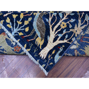 10'1"x13'2" Millennium Blue, Afghan Peshawar with Birds of Paradise, Hand Knotted, Natural Dyes, 100% Wool, Oriental Rug FWR529854