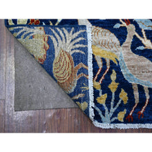 Load image into Gallery viewer, 3&#39;9&quot;x6&#39;1&quot; Yale Blue, Afghan Peshawar with Birds of Paradise, Hand Knotted, Vegetable Dyes, Organic Wool, Oriental Rug FWR529920