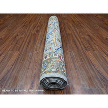 Load image into Gallery viewer, 4&#39;1&quot;x11&#39;8&quot; Gainsboro Gray, Fine Aryana Vegatable Dyes, Vibrant Wool, Heriz All Over Design, Wide Runner Oriental Rug FWR529962