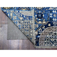 Load image into Gallery viewer, 4&#39;x9&#39;10&quot; Air Force Blue, Dense Weave Vegetable Dyes, Soft Wool Hand Knotted, Fine Aryana  With Mamluk Borderless Design, Wide Runner Oriental Rug FWR529974