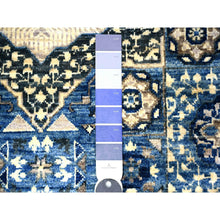 Load image into Gallery viewer, 4&#39;x9&#39;10&quot; Air Force Blue, Dense Weave Vegetable Dyes, Soft Wool Hand Knotted, Fine Aryana  With Mamluk Borderless Design, Wide Runner Oriental Rug FWR529974