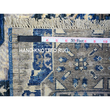 Load image into Gallery viewer, 4&#39;x9&#39;10&quot; Air Force Blue, Dense Weave Vegetable Dyes, Soft Wool Hand Knotted, Fine Aryana  With Mamluk Borderless Design, Wide Runner Oriental Rug FWR529974