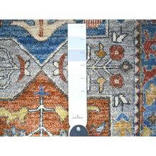 Load image into Gallery viewer, 2&#39;6&quot;x7&#39;9&quot; Mink Gray With Little Boy Blue, Caucasian Akstafa Design, Aryana Collection, 100% Wool, Hand Knotted, Runner Oriental Rug FWR529998