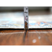 Load image into Gallery viewer, 2&#39;6&quot;x7&#39;9&quot; Mink Gray With Little Boy Blue, Caucasian Akstafa Design, Aryana Collection, 100% Wool, Hand Knotted, Runner Oriental Rug FWR529998