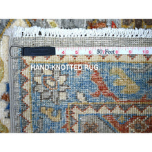 Load image into Gallery viewer, 2&#39;6&quot;x7&#39;9&quot; Mink Gray With Little Boy Blue, Caucasian Akstafa Design, Aryana Collection, 100% Wool, Hand Knotted, Runner Oriental Rug FWR529998