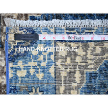 Load image into Gallery viewer, 2&#39;6&quot;x6&#39;8&quot; Egyptian Blue, Dense Weave Vegetable Dyes, Soft Wool Hand Knotted, Fine Aryana  With Mamluk Borderless Design, Oriental Rug FWR530004