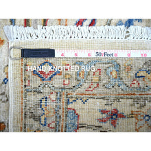 Load image into Gallery viewer, 3&#39;x9&#39;6&quot; Cerulean Blue, Hand Knotted, Afghan Angora Oushak with All Over Leaf Design, Vegetable Dyes, Pure Wool, Runner, Oriental Rug FWR124752