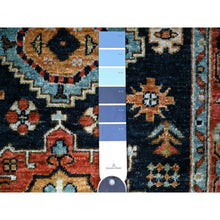 Load image into Gallery viewer, 2&#39;7&quot;x11&#39;7&quot; Mid Night Blue with Barn Red Border, Karajeh Design, Good Condition, Soft Wool Hand Knotted, Fine Aryana, Runner Oriental Rug FWR530016