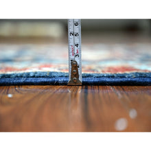 Load image into Gallery viewer, 2&#39;7&quot;x11&#39;7&quot; Mid Night Blue with Barn Red Border, Karajeh Design, Good Condition, Soft Wool Hand Knotted, Fine Aryana, Runner Oriental Rug FWR530016