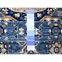 Load image into Gallery viewer, 2&#39;6&quot;x6&#39; Space Cadet Blue, Dense Weave Vegetable Dyes, Soft Wool Hand Knotted, Fine Aryana  With Mamluk Borderless Design, Runner Oriental Rug FWR530034
