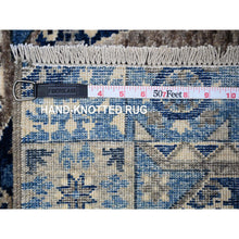 Load image into Gallery viewer, 2&#39;6&quot;x6&#39; Space Cadet Blue, Dense Weave Vegetable Dyes, Soft Wool Hand Knotted, Fine Aryana  With Mamluk Borderless Design, Runner Oriental Rug FWR530034