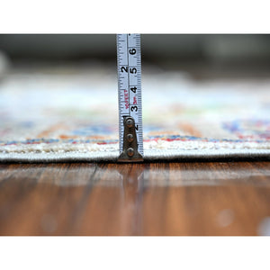 3'1"x5' White Gray, Aryana Collection, Mahal Design with Geometric Leaf Elements, Vegetable Dyes, Extra Soft Wool, Hand Knotted, Oriental Rug FWR530046