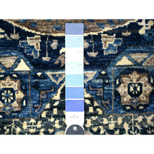 Load image into Gallery viewer, 2&#39;4&quot;x6&#39;8&quot; Astros Navy Blue, Dense Weave Vegetable Dyes, Soft Wool Hand Knotted, Fine Aryana  With Mamluk Borderless Design, Runner Oriental Rug FWR530070
