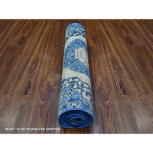 Load image into Gallery viewer, 2&#39;4&quot;x6&#39;8&quot; Astros Navy Blue, Dense Weave Vegetable Dyes, Soft Wool Hand Knotted, Fine Aryana  With Mamluk Borderless Design, Runner Oriental Rug FWR530070