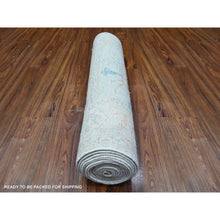 Load image into Gallery viewer, 3&#39;x15&#39;9&quot; Oyster Shell Gray, Hand Knotted, Afghan Angora Oushak With All Over Design, Natural Dyes, 100% Wool, Xl Runner Oriental Rug FWR530082
