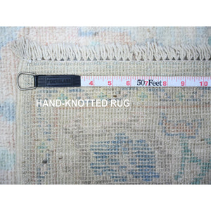 3'x15'9" Oyster Shell Gray, Hand Knotted, Afghan Angora Oushak With All Over Design, Natural Dyes, 100% Wool, Xl Runner Oriental Rug FWR530082