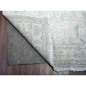 2'5"x23'8" Silver Gray, Hand Knotted, Pure Wool, Stone Wash Peshawar, Natural Dyes, Xl Runner, Oriental Rug FWR530118