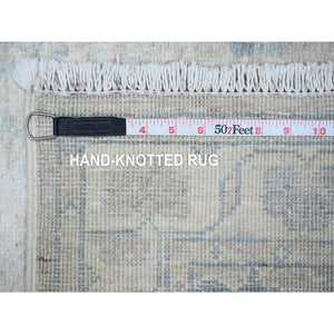 2'5"x23'8" Silver Gray, Hand Knotted, Pure Wool, Stone Wash Peshawar, Natural Dyes, Xl Runner, Oriental Rug FWR530118