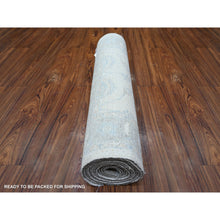 Load image into Gallery viewer, 2&#39;8&quot;x12&#39; Smoke White, Washed Out Peshawar With Faded Colors, Hand Knotted, Vegetable Dyes, 100% Wool, Runner Oriental Rug FWR530172