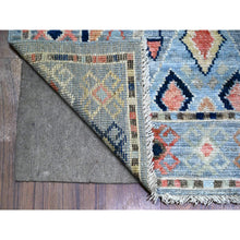 Load image into Gallery viewer, 3&#39;2&quot;x10&#39;2&quot; Arctic Blue, Anatolian Village Inspired With Subtle Design, Hand Knotted, Natural Dyes, Soft Wool, Runner Oriental Rug FWR530190