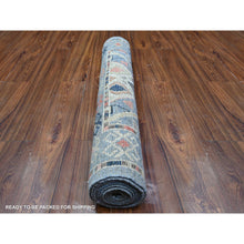 Load image into Gallery viewer, 3&#39;2&quot;x10&#39;2&quot; Arctic Blue, Anatolian Village Inspired With Subtle Design, Hand Knotted, Natural Dyes, Soft Wool, Runner Oriental Rug FWR530190