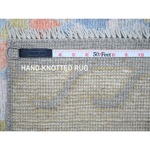 3'1"x9'5" Chrome Silver, Colorful, Hand Knotted Anatolian Village Inspired With Patch Work Design, Natural Dyes Denser Weave, Soft And Velvety Wool, Runner Oriental Rug FWR530214