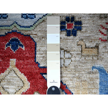 Load image into Gallery viewer, 3&#39;x11&#39;4&quot; Mushroom Gray, Anatolian Village Inspired With Large Design Elements And Bird Figurines Pure Wool Hand Knotted, Oriental Runner Rug FWR530232