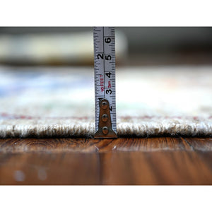 3'x11'4" Mushroom Gray, Anatolian Village Inspired With Large Design Elements And Bird Figurines Pure Wool Hand Knotted, Oriental Runner Rug FWR530232