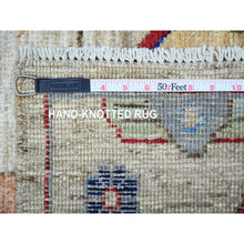 Load image into Gallery viewer, 3&#39;x11&#39;6&quot; Pewter Gray, Anatolian Village Inspired Design with Serrated Medallion Design, Hand Knotted, High Mountain Wool, Vegetable Dyes, Runner, Oriental Rug FWR123186