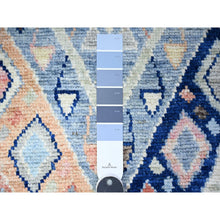 Load image into Gallery viewer, 3&#39;2&quot;x10&#39;1&quot; New York City Blue, Anatolian Village Inspired With Subtle Design, Hand Knotted, Natural Dyes, Shiny Wool, Runner Oriental Rug FWR530244