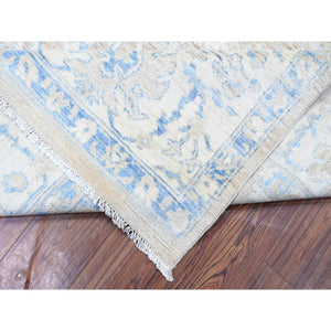 8'9"x12' Peanut Brown, Vegetables Dyes, White Wash Peshawar With All Over Mahal Design, 100% Wool, Hand Knotted, Oriental Rug FWR530262