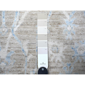 8'9"x12' Peanut Brown, Vegetables Dyes, White Wash Peshawar With All Over Mahal Design, 100% Wool, Hand Knotted, Oriental Rug FWR530262