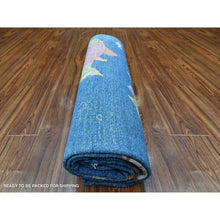 Load image into Gallery viewer, 8&#39;x10&#39; Grotto Blue, Dense Weave, Hand Knotted, Afghan Peshawar Colorful Oceanic Fish Design, Vibrant And Soft Wool Vegetable Dyes, Borderless Oriental Rug FWR530334