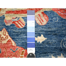 Load image into Gallery viewer, 4&#39;x11&#39;7&quot; Lazy Sunday Blue, 100% Wool, Hand Knotted Afghan Peshawar Colorful Oceanic Fish Pattern, Dense Weave And Natural Dyes, Oriental Wide Runner Rug FWR530346