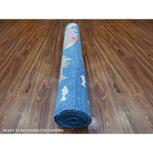 Load image into Gallery viewer, 4&#39;x11&#39;7&quot; Lazy Sunday Blue, 100% Wool, Hand Knotted Afghan Peshawar Colorful Oceanic Fish Pattern, Dense Weave And Natural Dyes, Oriental Wide Runner Rug FWR530346